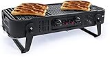 Bruzzzler Gasgrill zum Klappen, 2-flammiger Gasgrill mit 3,3 kW, zusammenklappbar zum Mitnehmen, inklusive Tragetasche, für Picknick, Balkon und mehr, für normale Gaskartuschen: 5 kg und 11 kg