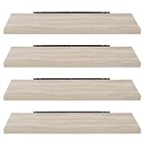 EUGAD Wandregal Wandboard 4er Set Hängeregal Holz Board Modern Sonoma Eiche 100x22,9x3,8cm 0041QJ-4