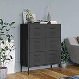 BULANED Schubladenschrank, Kommode, Sideboard, Highboard, Schrank, Anthrazit 80x35x101,5 cm Stahl