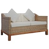 Chenshu 2-Sitzer-Sofa mit Auflagen, Schlafsofa, Schlafcouch, Couch Mit Schlaffunktion, Sofa Bed, Sofas & Couches, Bettsofa, Natur Rattan