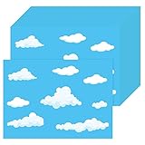 Mixwee Einweg-Platzsets aus Papier, rechteckig, für Esstisch, Party, Küche, Babyparty, Geburtstag, Urlaub, Hochzeit, 35,6 x 25,4 cm (blauer Himmel, weiße Wolken)