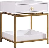 Nachttisch Nachttisch mit Stauraum, Schlafzimmer, Metall, Einzelschublade, Wohnzimmer, Beistelltisch, Farbaufbewahrungsschrank, Beistelltisch (Farbe: Weiß)