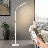 A.T.Lums Stehlampe LED - Dimmbar Lese Stehleuchte mit Flexibler Schwanenhals, 8W 700 Lumens Standlampe, Touch Control, 5 Helligkeitsstufen & Lichtfarben, 1-2 Std. Timer, für Wohnzimmer, Büro, Weiß