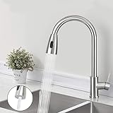 Mursche Wasserhahn Küche Küchenarmatur Hochdruck - Armatur mit Brause Mischbatterie Ausziehbar 360° Drehbar Spültischarmatur Edelstahl Mit 2 Strahlarten Küchenwasserhahn - Gebürsteter Nickel