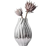 Vase Dekor Künstliche Blumenvase Dekoration Moderne Minimalistische Galvanik Silber Keramik Vase Dekoration Esstisch Minimalistische Trockenblume Blumendekoration Graue Vase