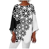 Damen Sommer Übergröße Oberteile Langarm Leinen Bluse Rundhals Tunika Cropped Oberteil Damen Spitzen Camitop Slim Fit Basic Große Größen Spitze Glitzertop T-Shirt,Black,4XL