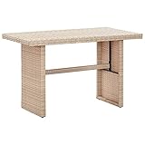 JUNZAI Gartentisch, Klapptisch Garten, Balkontisch, Garten Tisch, Balkonmöbel, Tisch Klappbar, Beige 110 x 60 x 67 cm Poly Rattan