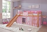 Relita Hochbett Toby Buche Massiv mit Rutsche + Stoffset rosa/weiß rosa/weiß