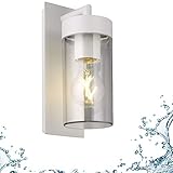 Maxkomfort Aussenleuchte Wand Aussenwandleuchte E27 weiß Wandleuchte Aussenlampe Wandlampe Aussenleuchte Aluminium Aussenwandlampe 1883 WH