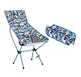 Klappbarer Campingstuhl Camouflage Klappbare Rückenlehne Strandstuhl Berg Camping Freizeit Rückenlehne Stuhl Für Picknick BBQ Angeln Wandern Rasen Reisestuhl Faltstuhl Anglerstuhl ( Color : Blu )