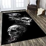 KARERS Skull Serie Teppich Wohnzimmer Sofa Tisch Teppich Wohnkultur Schlafzimmer Bodenmatte Anti Rutsch Flur Badezimmer Eingang Fußmatte 120x160cm