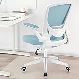 KERDOM Bürostuhl, Ergonomischer Schreibtischstuhl mit Klappbaren Armlehnen, 360° Drehstuhl Mesh Computerstuhl 9060 Hellblau