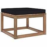 ZEYUAN Gartenhocker mit Kissen, Hocker Outdoor, Gartenmöbel, Sitzhocker, Beistelltisch Outdoor, Blumenhocker, Pflanzen Hocker, Schwarz