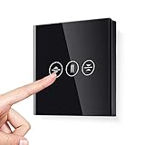 LIAONFOY WIFI Touch Rolladenschalter Wlan Jalousieschalter Sensor Touchscreen Schwarz Arbeiten Sie mit Alexa Tuya Google home Neutrale Linie erforderlich