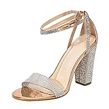 Sandalen Damen Sommer Weiß mit Absatz mit Strass Keilsandalen Schuhe High Heels Pantoletten Freizeitsandale Slipper Orthopädische Damenschuhe Strandschuhe Dicke Barfußschuhe Sandaletten