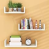 Wandregal Schweberegal, Wandregal Set mit 3 schwebenden Regalen Aufbewahrung Weiß Holzregale U-förmiges Bücherregal 50/40/30 cm für Küche Schlafzimmer Wohnzimmer dekorative Hängeregale (Farbe: G)