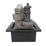 JRZTC Geschenke für Innen- und Außenbrunnenbüros Tischbrunnen Entspannungs-Wasserfallbrunnen 3-stufiger moderner Wasserbrunnen mit LED-Kugel für Büro-Desktop-Brunnen Heimdekora