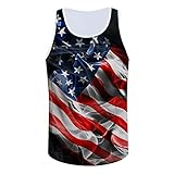 Xmiral Lässige Tanktops für Herren amerikanische Flagge ärmellos patriotische T-Shirts coole Trainings-T-Shirts Fitness-Weste Sporthemden T Shirt Hautfarben (Dunkelblau,Dunkelblau)