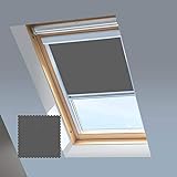 Dachfensterrollos für Keylite Dachfenster – Verdunkelungsrollo – Grau – silberner Aluminiumrahmen (03 (sichtbares Glas, Größe 483 x 931))