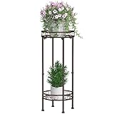 Bomclap Metall Pflanzenständer, 70 x 30 cm Blumenständer Pflanzenständer für den Innenbereich, 2-stufige Hoher Blumentopf Ständer Blumentopfhalter für Drinnen & Draußen, Bronze