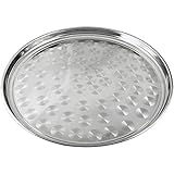 com-four® Profi Gastronomie-Serviertablett aus rostfreiem Edelstahl - rundes Tablett - Edelstahl-Gastrotablett (01 Stück - 40cm)