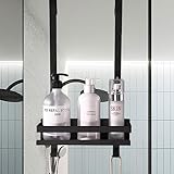FUrlou Hängende Dusche Caddy Bathroom Organizer Wandmontiert Keine Bohrung Spiegel Poliert 1-teiliges Set Aufbewahrung in Ihrem Eigenen Tempo (Color : Black)