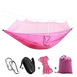 Schaukelstuhl 1-2 Person Outdoor Net Parachute Hängematte, Camping Hängematte, Hängendes Bett, tragbare Schaukel, Doppelstuhl, Armee grün tragbar Doppelhängematte (Color : Roze)