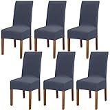 Leeyunbee 6 Stück Esszimmer Stuhlhussen, Abnehmbare Waschbar Elastische Moderne Beschützer Stuhlbezug, Dehnbare Stuhlhussen Für Hochzeit Partys Bankett Haus Esszimmer, Hotel, Restaurant (Blau Grau)