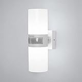 Maxkomfort LED Außenleuchte mit Bewegungsmelder weiß Wandleuchte IP65 Außenlampe Außenwandleuchte ST102A1-WH TWIN