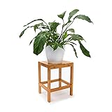 Relaxdays Bambushocker H x B x T: 40 x 28 x 32 cm Badhocker aus hochwertigem Holz als universelles und dekoratives Accessoire als praktischer Beistelltisch und Blumenhocker für Ihre Wohnung, natur