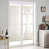 ele ELEOPTION French Türvorhang Einfacher Stil Reinweiße Chiffon-Gardinen Romantische Wohnkultur Französische Vorhänge Halbtransparent Vorhang für Terrassen- und Glastürfenster, 1 Stück (64 * 183cm)