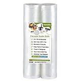 Vakuumierbeutel Vakuumierfolie Beutel Lebensmittel Vakuumbeutel - 2 Rolle 20x300cm Vakumier folienrollen für alle Vakuumierer & Sous Vide Garen, BPA Frei Folienschweißgerät Beutel