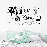 WandSticker4U®- XXL Wandtattoo Jugendzimmer Spruch CHILL OUT ZONE in Schwarz I Wandbild: 120x70 cm I Wandsticker Teenager Mädchen & Junge Grafitti cool I Wand Aufkleber Jugendliche Zimmer Deko