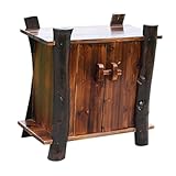 DITUDO Patio-Speicher-Schrank Im Freien, Massivholz-Eingangsschrank, Doppeltür-freistehender Speicher-Schrank Für Wohnzimmer-Schlafzimmer Rustikal