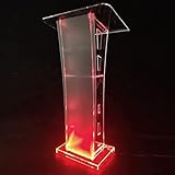 Rednerpult, Podiumsständer, transparentes Acryl-Podium, tragbarer mobiler Podiumsständer mit LED-Leuchten mit Fernbedienung für Kirchenschule, Podium, Stehpult