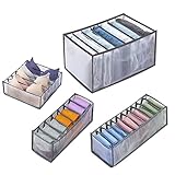 ZIOYA 4 Stück Fach Aufbewahrungsbox Kleidung Organizer Unterwäsche Drawer Organizer Faltbare Mesh Aufbewahrungsbox BH Organizer Waschbarer kleiderschrank Organizer, für Kleidung Hosen Socken