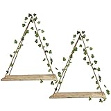 Cyhamse Boho Wandregal – Schaukelregale Wand | Ausstellungsregal Home Künstlicher Efeu LED-Streifen Organizer Rack für Wohnzimmer Schlafzimmer Badezimmer Küche