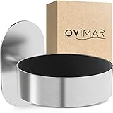 ovimar Haartrocknerhalter Glyngore | Edelstahl | Silber | mit Wandmontage ohne Bohren | mit Fönpolsterung | zum Kleben | Föhn Halterung im Badezimmer | | perfektes Bad Zubehör