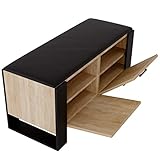 MRBLS Schuhschrank mit Sitzbank - Modernes Design & Robuste Qualität – Schuhregal Geschlossen Schuhbank Garderobenbank mit Sitzfläche Sitzpolster – erhältlich in 6 Farben (Eiche - Schwarz Matt)