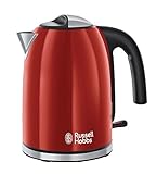 Russell Hobbs Wasserkocher [1,7l, 2400W] Colours+ Edelstahl Rot (Schnellkochfunktion, herausnehmbarer Kalkfilter, optimierte Ausgusstülle, außenliegende Wasserstandsanzeige) Teekocher 20412-70