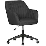 FineBuy Schreibtischstuhl MIAMI Anthrazit Stoff Design Drehstuhl mit Lehne 120 kg | Retro Bürostuhl Drehsessel mit Rollen | Designer Schalenstuhl bequem | PC Stuhl Schreibtischsessel Büro | Bürosessel
