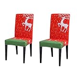 LahAd Stuhlhussen günstig Stuhlhussen kaufen Stuhl Protektoren abdeckungen Universal Stuhl abdeckungen Abdeckungen für esszimmer stühle Stretch Stuhlhussen Set of 2,red