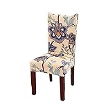 NCWANG Stuhlhussen 6 Stück Universal, Beige lila Blüten Universal Stuhlhussen aus Polyester Elastische Moderne Beschützer Langlebig Stuhlhussen für Esszimmer, Hotel, Bankett, Hochzeit, Partys Deko