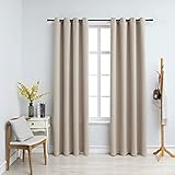 Dioche 2 Stück Verdunkelungsvorhänge mit Metallringen Blickdichte Vorhänge Wohnzimmer Modern Ösenvorhang mit Metallösen für Wohnzimmer Schlafzimmer Beige 140 x 225 cm