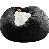 GXSDYYDS Sitzsack, Bean Bag, XXL-Sitzsäcke Flauschig kuschelig Sitzsack Stuhlbezug für Erwachsene（ohne Füllung） Waschbar 180*90cm Schwarz