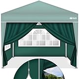 tillvex® 4X Seitenwand für Pavillon 3x3m | Faltpavillon Seitenteile wasserabweisend | Seitenfenster & Reißverschluss | Seitenwände für Gartenzelt Partyzelt