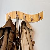 MAITTON Wandgarderobe aus Holz – Hakenleiste Garderobenhaken mit 5 Ausklappbare Metall Haken für Mäntel, Jacken, Hüte,Taschen, Flur, Schlafzimmer, Badezimmer 40cm