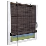 Sol Royal Bambusrollo 140 x 160cm SolDecor B86 - Sichtschutz Fenster Rollo Ohne Bohren - Raffrollo Bambus Inkl Klemmfix Träger - Holzrollo Natur mit Kindersicherheitsclip - Braun