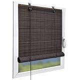 Sol Royal Bambusrollo 60 x 160cm SolDecor B86 - Sichtschutz Fenster Rollo Ohne Bohren - Raffrollo Bambus Inkl Klemmfix Träger - Holzrollo Natur mit Kindersicherheitsclip - Braun