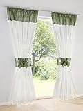 Kutti Heine Home (2 Stck.) romantischer Dekostore mit Raffhalter Offwhite-grün, Vorhänge+Fertigdeko:HxB 245 x 140 cm